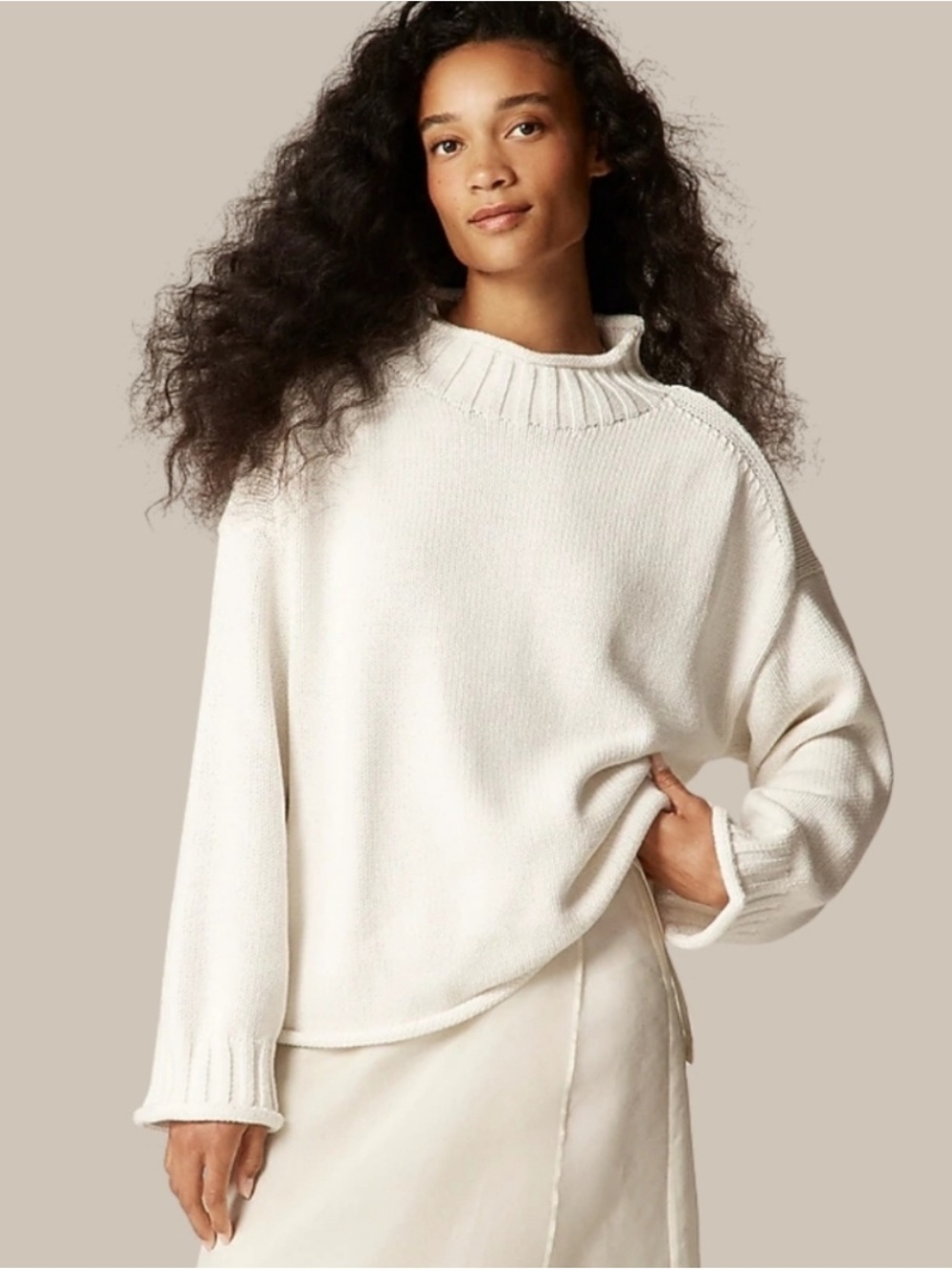 NEW J. Crew 2025 Cotton Rollneck Sweater Ivory XXS CM712